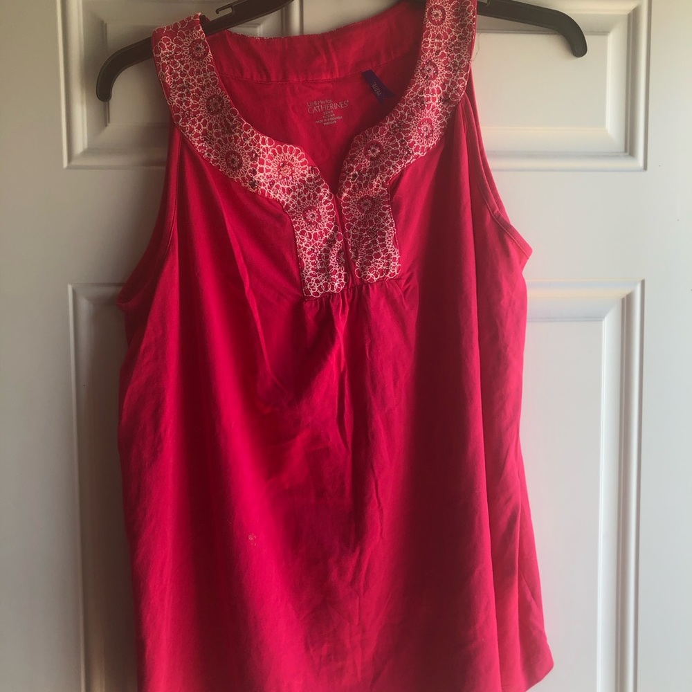Liz&Me Bright Pink Embroidered Tunic Tank. 0XWP